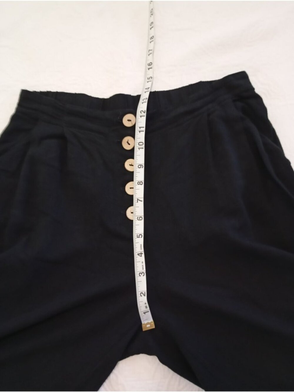 Elodie Wide-Leg Black Linen Blend Pants Button Detailing Pockets Womens Medium - Picture 9 of 12